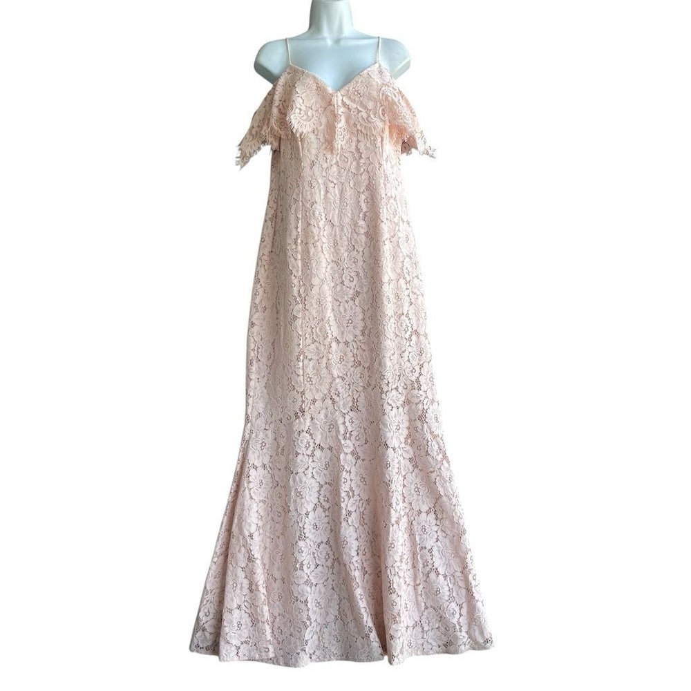 Lauren Ralph Lauren Pink Lace Off-Shoulder Gown Women's 8 Formal Cocktail Fairy